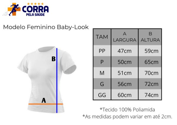 Tabela de Tamanho - Feminino BabyLook